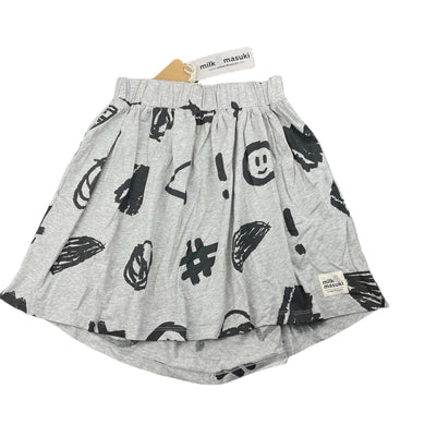 Girls Milk & Masuki, organic cotton blend skirt, hashtage meterage, elasticated, NEW, size 7,  