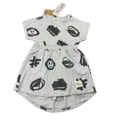 Girls Milk & Masuki, organic cotton blend elastic waist dress, NEW, size 2, L: 46cm at front