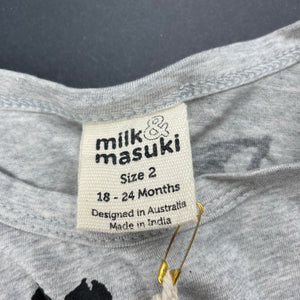 Girls Milk & Masuki, organic cotton blend elastic waist dress, NEW, size 2, L: 46cm at front