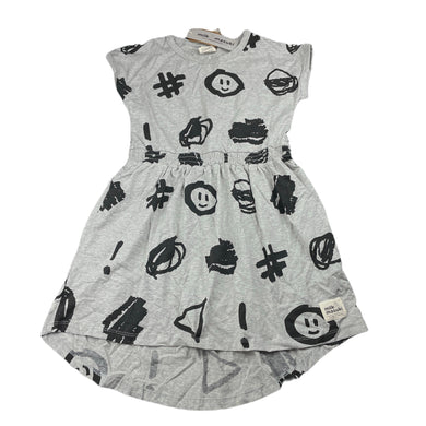 Girls Milk & Masuki, organic cotton blend elastic waist dress, NEW, size 7, L: 62cm at front