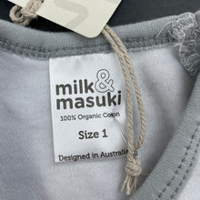 Load image into Gallery viewer, unisex Milk &amp; Masuki, soft feel organic cotton long sleeve top, penguin, NEW, size 1,  