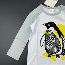Load image into Gallery viewer, unisex Milk &amp; Masuki, soft feel organic cotton long sleeve top, penguin, NEW, size 1,  