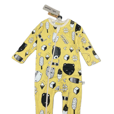 unisex Milk & Masuki, organic cotton zip coverall / romper, bears picnic, NEW, size 0,  