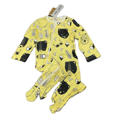 unisex Milk & Masuki, organic cotton zip coverall / romper, bears picnic, NEW, size 1,  