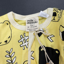 Load image into Gallery viewer, unisex Milk &amp; Masuki, organic cotton zip coverall / romper, bears picnic, NEW, size 1,  