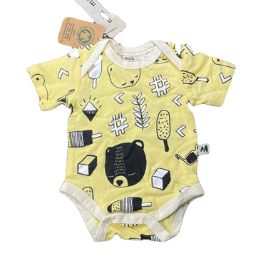 unisex Milk & Masuki, organic cotton bodysuit / romper, bears picnic, NEW, size 0000,  