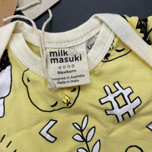 Load image into Gallery viewer, unisex Milk &amp; Masuki, organic cotton bodysuit / romper, bears picnic, NEW, size 0000,  