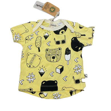 unisex Milk & Masuki, organic cotton blend t-shirt/top, bears picnic, NEW, size 00,  