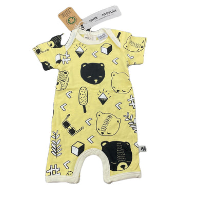 unisex Milk & Masuki, organic cotton blend romper, bears picnic, NEW, size 0000,  