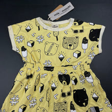 Load image into Gallery viewer, Girls Milk &amp; Masuki, organic cotton elastic waist dress, bears picnic, NEW, size 2, L: 45cm at front
