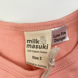 Girls Milk & Masuki, organic cotton long sleeve top, cat, NEW, size 3,  