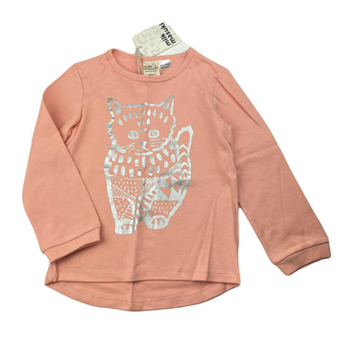 Girls Milk & Masuki, organic cotton long sleeve top, cat, NEW, size 4,  