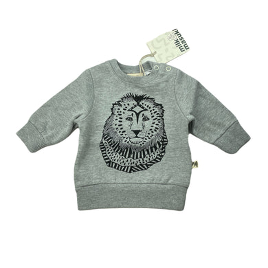 unisex Milk & Masuki, fleece lined organic cotton sweater, lion, NEW, size 0000,  