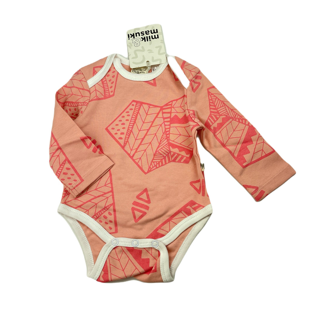 Girls Milk & Masuki, pink organic cotton bodysuit/romper, NEW, size 000,  