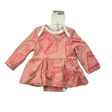 Girls Milk & Masuki, pink organic cotton romper dress, NEW, size 0000, L: 27cm