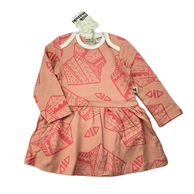 Girls Milk & Masuki, pink organic cotton romper dress, NEW, size 0, L: 41cm