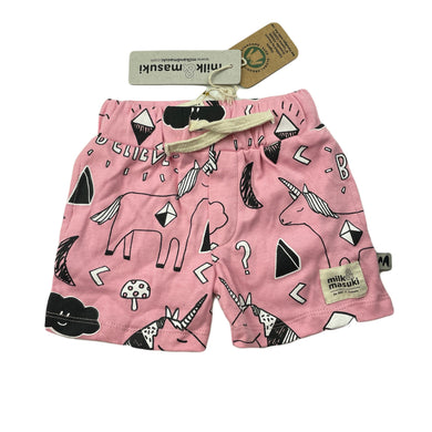 Girls Milk & Masuki, organic cotton shorts, elasticated, believe, NEW, size 00,  