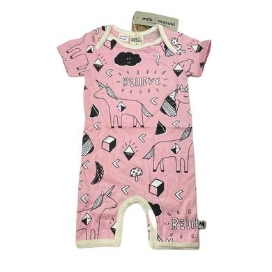 Girls Milk & Masuki, organic cotton romper, believe, NEW, size 0,  