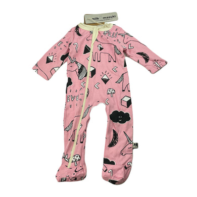 Girls Milk & Masuki, organic cotton zip coverall/romper, believe, NEW, size 0000,  