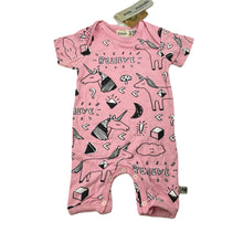 Load image into Gallery viewer, Girls Milk &amp; Masuki, pink organic cotton romper, believe, NEW, size 0,  