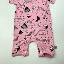 Load image into Gallery viewer, Girls Milk &amp; Masuki, pink organic cotton romper, believe, NEW, size 0,  