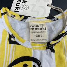 Load image into Gallery viewer, unisex Milk &amp; Masuki, organic cotton t-shirt / top, NEW, size 2,  