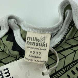 unisex Milk & Masuki, soft feel organic cotton bodysuit/romper, NEW, size 0000,  