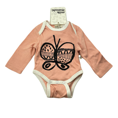 Girls Milk & Masuki, soft organic cotton bodysuit / romper, butterfly, NEW, size 0000,  