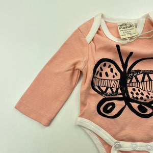 Girls Milk & Masuki, soft organic cotton bodysuit / romper, butterfly, NEW, size 0000,  