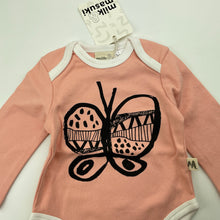 Load image into Gallery viewer, Girls Milk &amp; Masuki, soft organic cotton bodysuit / romper, butterfly, NEW, size 000,  