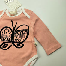 Load image into Gallery viewer, Girls Milk &amp; Masuki, soft organic cotton bodysuit / romper, butterfly, NEW, size 000,  
