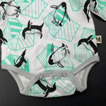 Load image into Gallery viewer, unisex Milk &amp; Masuki, organic cotton bodysuit/romper, penguins, NEW, size 0000,  