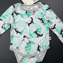 Load image into Gallery viewer, unisex Milk &amp; Masuki, organic cotton bodysuit/romper, penguins, NEW, size 000,  
