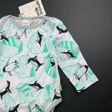 Load image into Gallery viewer, unisex Milk &amp; Masuki, organic cotton bodysuit/romper, penguins, NEW, size 00,  