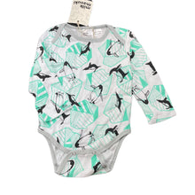 Load image into Gallery viewer, unisex Milk &amp; Masuki, organic cotton bodysuit/romper, penguins, NEW, size 0,  