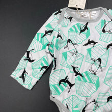 Load image into Gallery viewer, unisex Milk &amp; Masuki, organic cotton bodysuit/romper, penguins, NEW, size 0,  