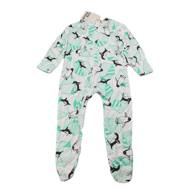 unisex Milk & Masuki, organic cotton zip coverall/romper, penguins, NEW, size 0,  