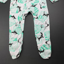 Load image into Gallery viewer, unisex Milk &amp; Masuki, organic cotton zip coverall/romper, penguins, NEW, size 0,  
