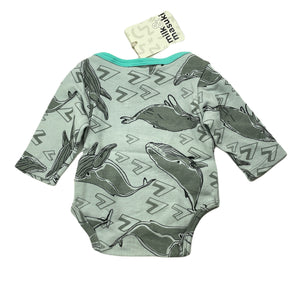 unisex Milk & Masuki, soft feel organic cotton bodysuit/romper, whales, NEW, size 0000,  