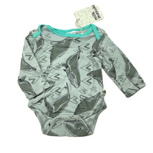 Load image into Gallery viewer, unisex Milk &amp; Masuki, soft feel organic cotton bodysuit/romper, whales, NEW, size 000,  