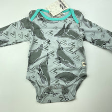 Load image into Gallery viewer, unisex Milk &amp; Masuki, soft feel organic cotton bodysuit/romper, whales, NEW, size 00,  