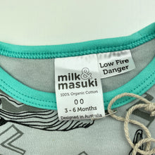 Load image into Gallery viewer, unisex Milk &amp; Masuki, soft feel organic cotton bodysuit/romper, whales, NEW, size 00,  
