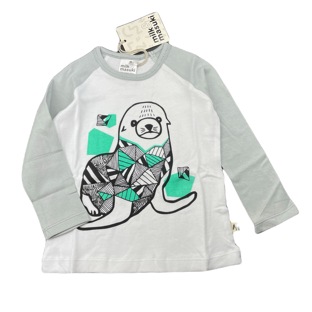 unisex Milk & Masuki, soft feel organic cotton top, seal, NEW, size 2,  