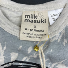 Load image into Gallery viewer, unisex Milk &amp; Masuki, organic cotton romper, splatter smiley, NEW, size 0,  