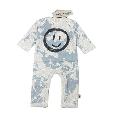 unisex Milk & Masuki, organic cotton romper, splatter smiley, NEW, size 0000,  