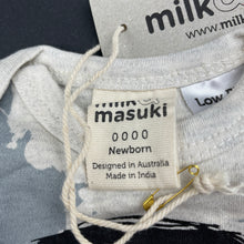 Load image into Gallery viewer, unisex Milk &amp; Masuki, organic cotton romper, splatter smiley, NEW, size 0000,  