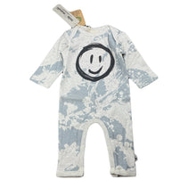 Load image into Gallery viewer, unisex Milk &amp; Masuki, organic cotton romper, splatter smiley, NEW, size 000,  