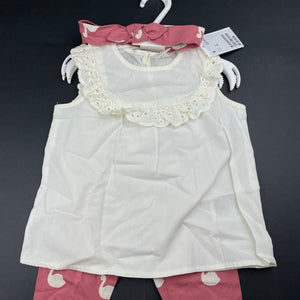 Girls H&M, cotton top, leggings & headband set, NEW, size 1-2,  