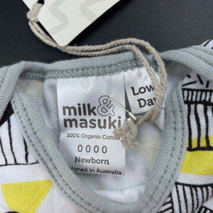 unisex Milk & Masuki, organic cotton bodysuit/romper, NEW, size 0000,  