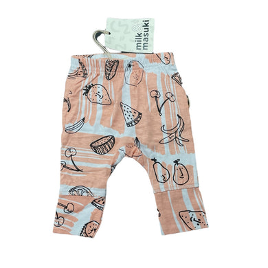 Girls Milk & Masuki, organic cotton leggings/bottoms, fruit, NEW, size 0000,  